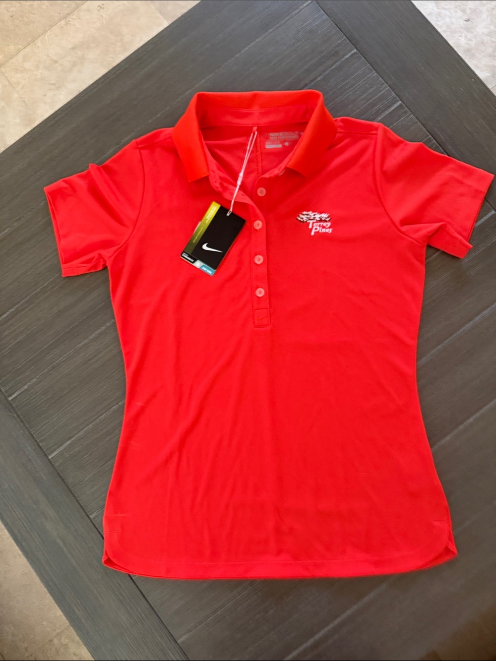 Nike Women's Bright Red Short-Sleeve Polo with Embroidered Logo